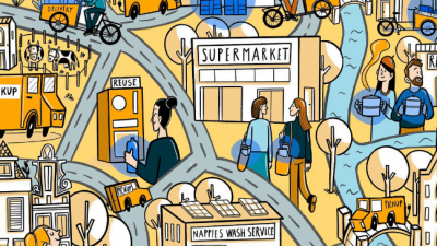 cartoon of a supermarket